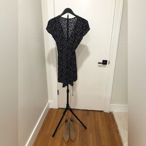 Brandy Melville Dark Blue Floral Wrap Mini Dress